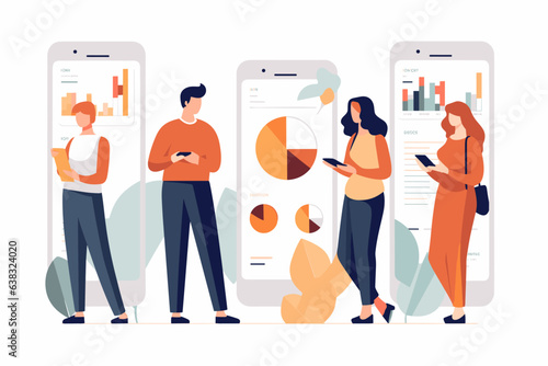 A group of people among graphs and charts
