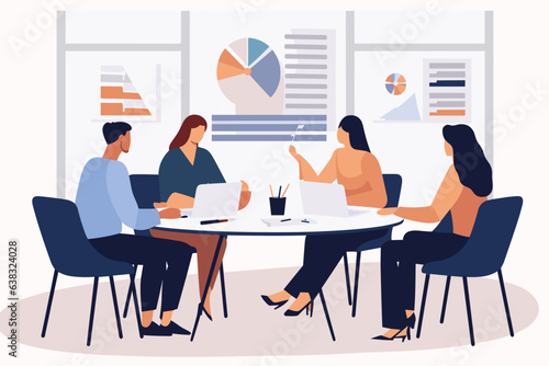 A group of people among graphs and charts