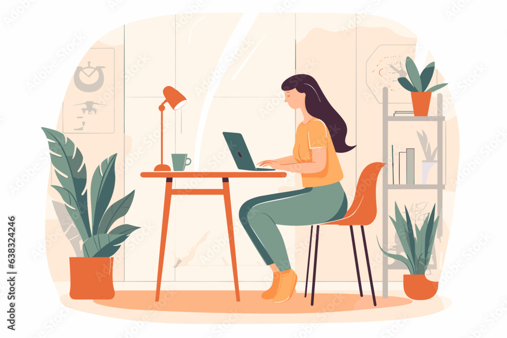 illustration of a women working on a laptop