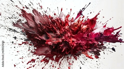 A Flourish of maroon Paint Splashes Ignites a Fantasy Explosion on a White background, Enveloping Free Space in Creative Energy. Generative AI