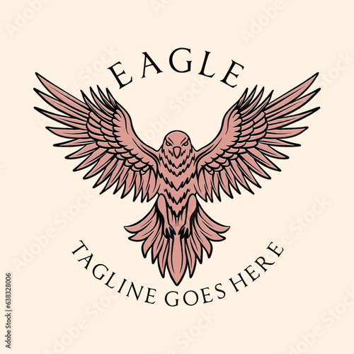Eagle Bird Logo Vector Graphic Design illustration Vintage style Emblem Symbol and Icon
