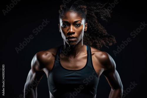 African American female athlete running isolated of the background . Generative AI.