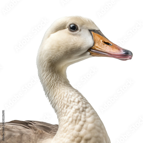 White goose isolated on transparent background cutout