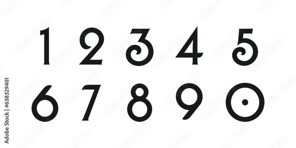 Number font. Font of numbers in classical style with contemporary geometric design. Beautiful elegant numerals. Vintage and old school retro typographic. Vector Illustration Number font. Font of numbers in classical style with contemporary geometric design. Beautiful elegant numerals. Vintage and old school retro typographic. Vector Illustration