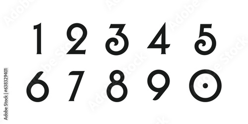 Number font. Font of numbers in classical style with contemporary geometric design. Beautiful elegant numerals. Vintage and old school retro typographic. Vector Illustration