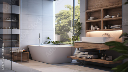 3d render of bathroom in Eco style