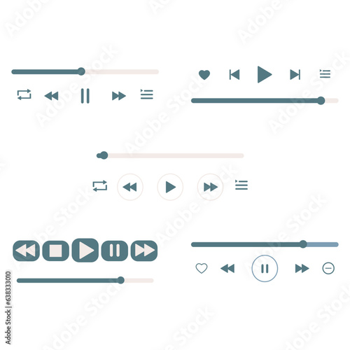 Music Play Overlay Vector Icon Set