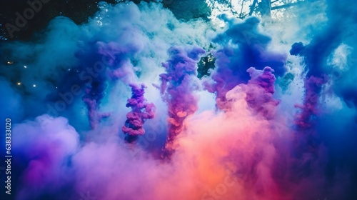 indigo, purple and lavender Smoke Bombs with Backlighting Effects, Event Celebration and Festive Concept. Generative AI © ShadowHero