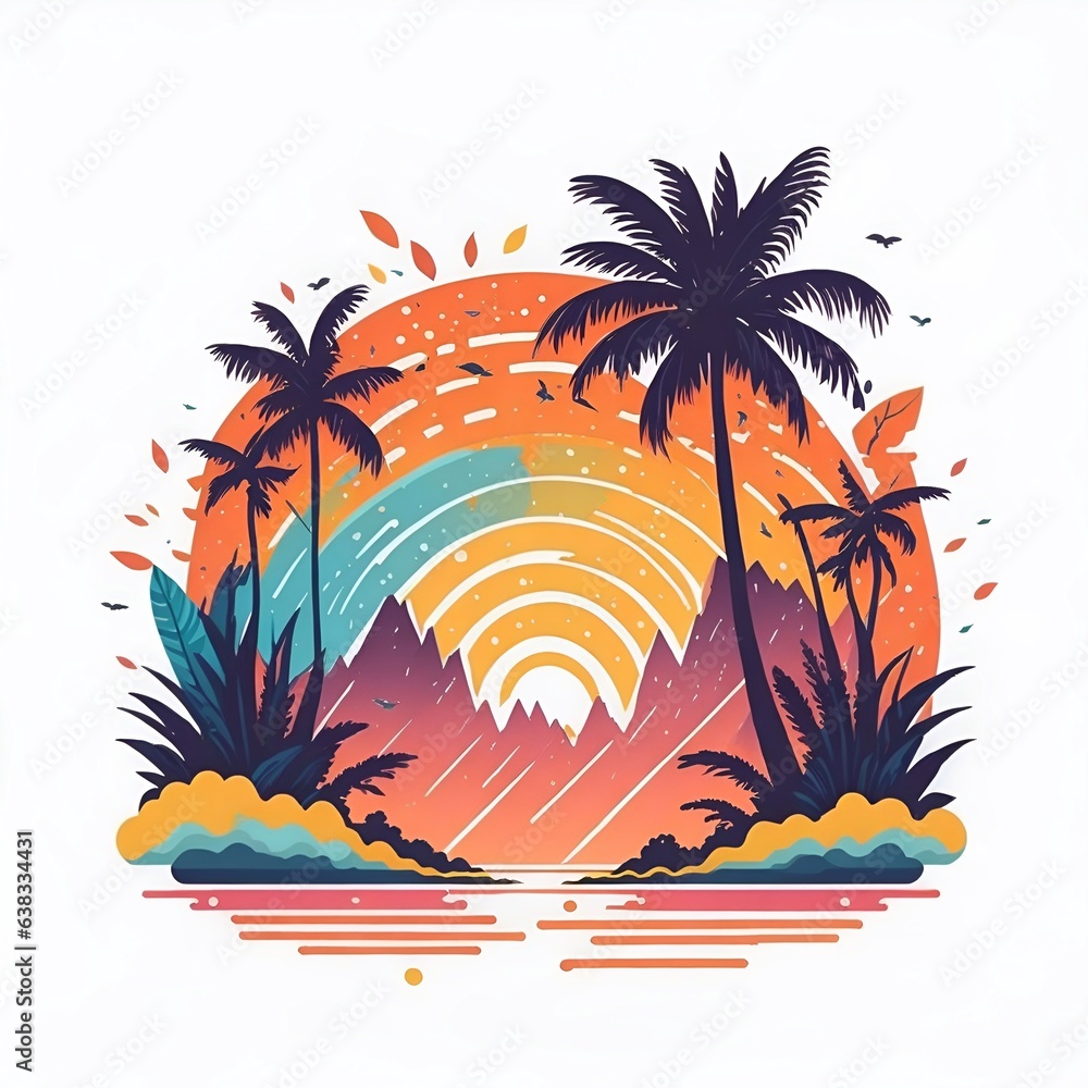 Small island with palms. AI generated illustration