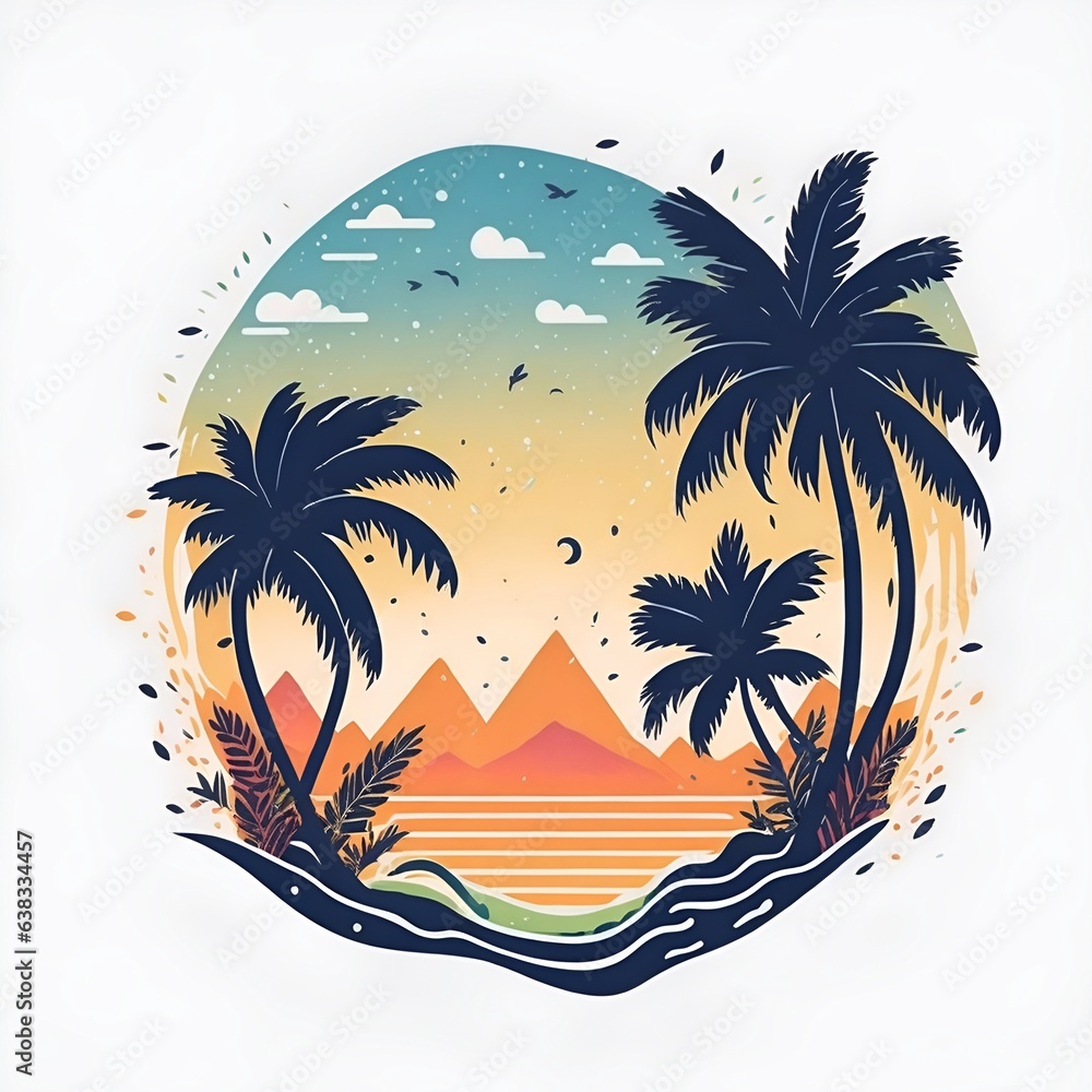 Small island with palms. AI generated illustration