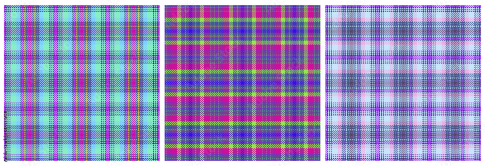 Tartan check plaid texture seamless pattern in pink, blue,green, yellow, white Modern print in barbie ken style for fashion, home decor and stationary Scottish vichy texture Vector illustration Tartan check plaid texture seamless pattern in pink, blue,green, yellow, white Modern print in barbie ken style for fashion, home decor and stationary Scottish vichy texture Vector illustration