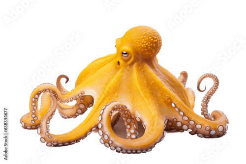 Yellow Octopus Isolated on Transparent Background. Generative AI