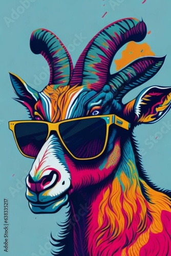 A detailed illustration of a Goat for a t-shirt design, wallpaper, and fashion