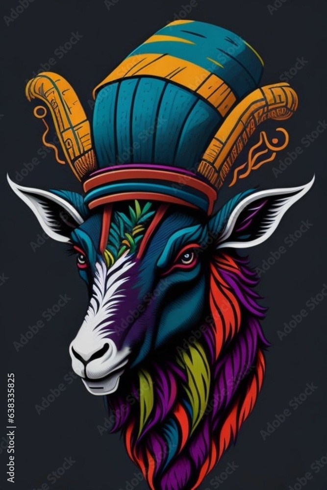 A detailed illustration of a Goat for a t-shirt design, wallpaper, and fashion