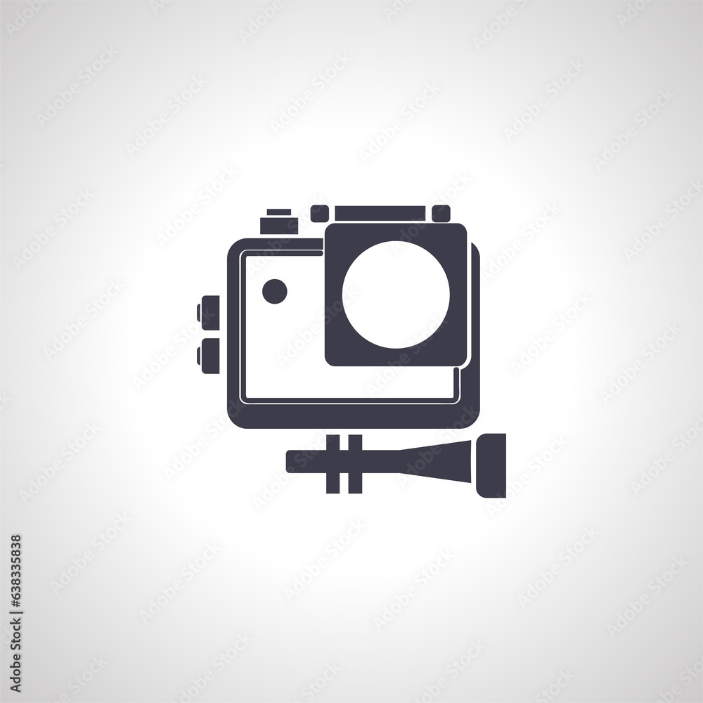 Fototapeta premium Action camera icon vector, solid illustration, pictogram isolated on white