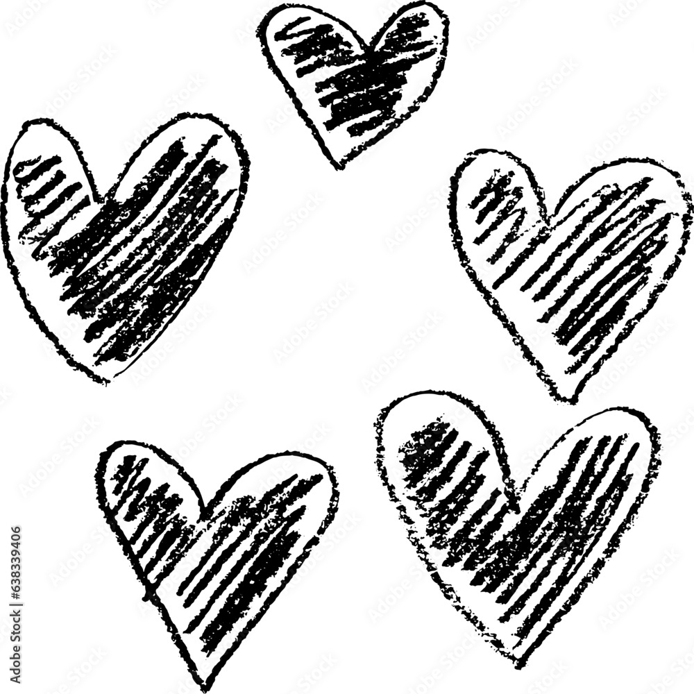 Grunge Chalk Hand Drawn Hearts Set Grunge Chalk Hand Drawn Hearts Set