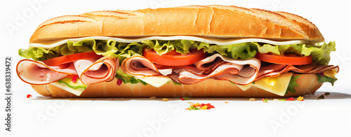 Big french sandwich isolated on white background