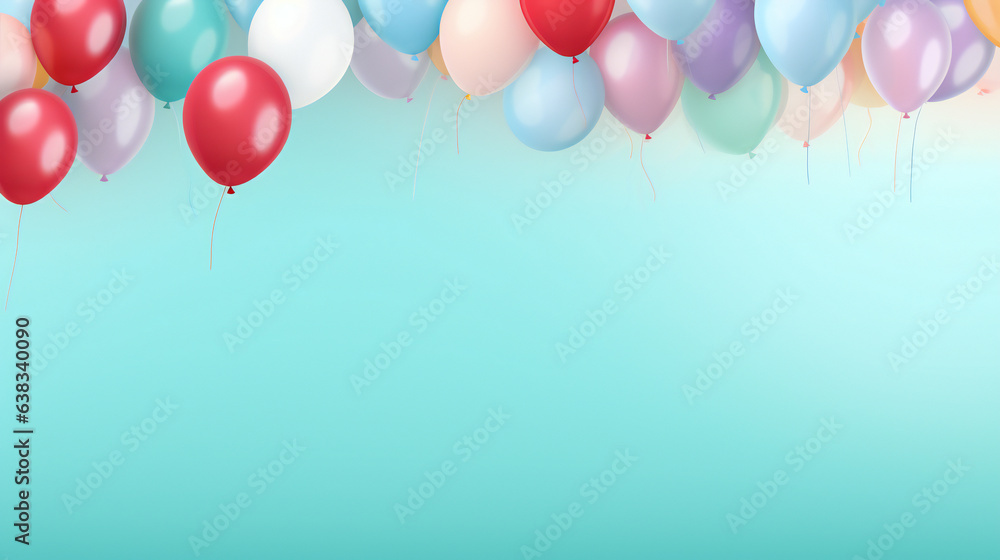 Balloon theme Party Background with empty copy space. Generative AI.
