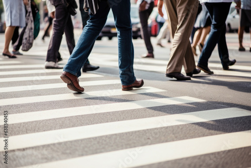 Motion blurred people legs crossing the pedestrian in New York city © Jasmina