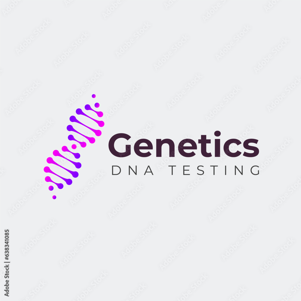 Naklejka premium DNA spiral. Life gene model. Bio code. Medicine gene helix structure logotype. Vector illustration.