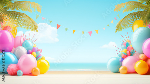 Summer Party Background with empty copy space. Generative AI.