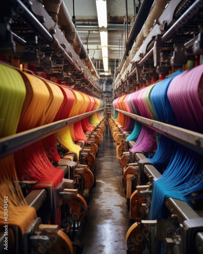 row of colorful yarn
