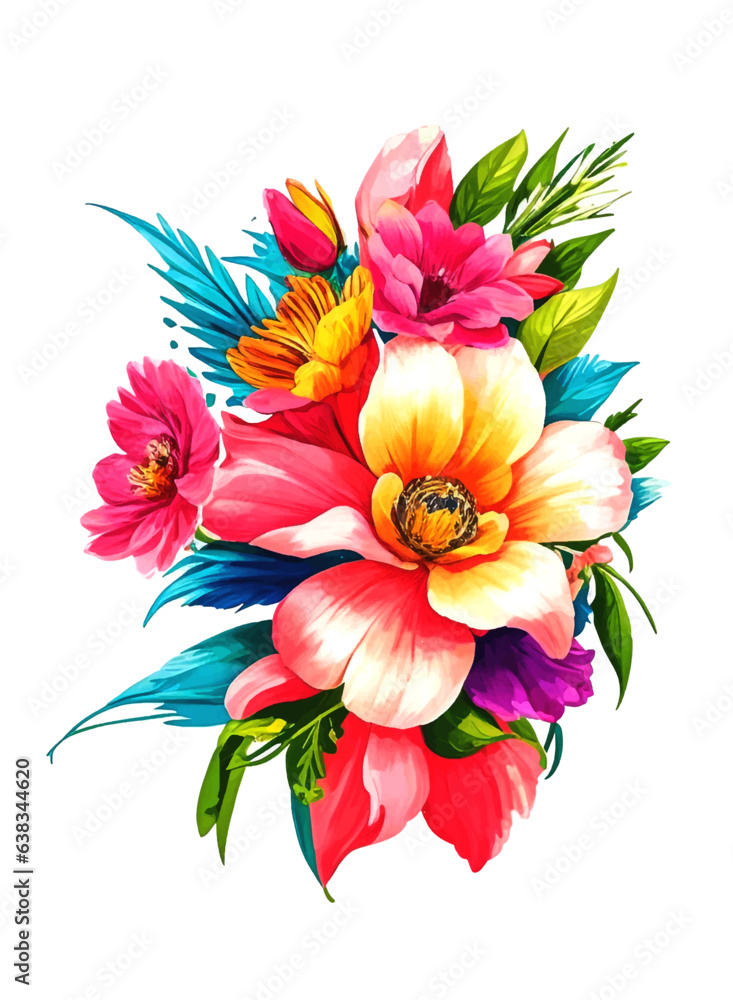 Obraz premium 3d Wedding flowers illustration with a white background 