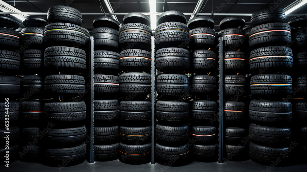 Tires in a tire store - obrazy, fototapety, plakaty 