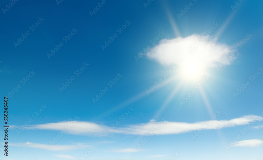 Bright sun on beautiful blue sky Bright sun on beautiful blue sky