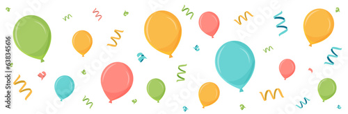 Ballons, cotillons et confettis - Éléments vectoriels colorés éditables pour la fête et les célébrations diverses - Compositions festives pour une fête d'enfant, un anniversaire ou un événement 