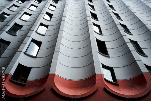 A curved facade on a building in central London.