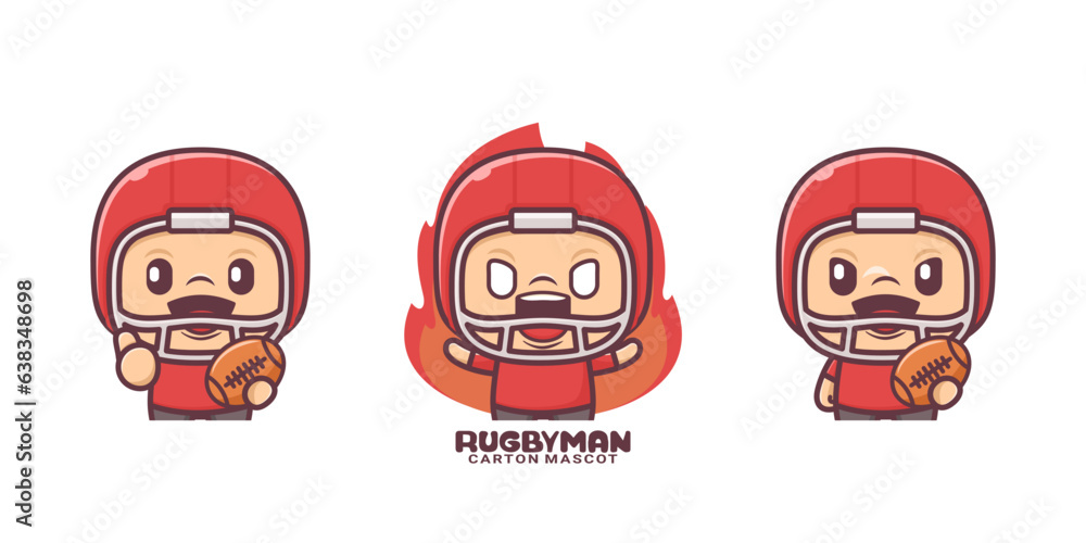 Fototapeta premium rugby man cartoon mascot. vector illustrations