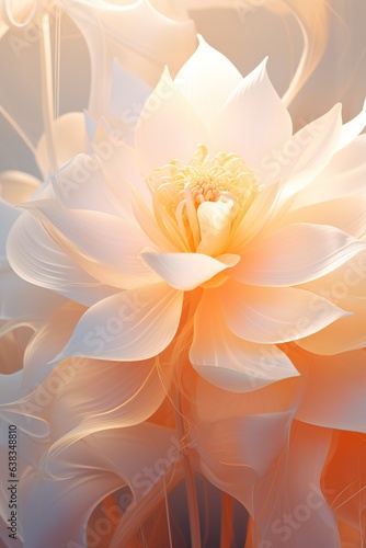 Beautiful gold water lily or lotus. Radiant flower with rays of light. Enlightenment and universe. Magic spa and relaxation atmosphere. Concept of religion  kundalini and meditation
