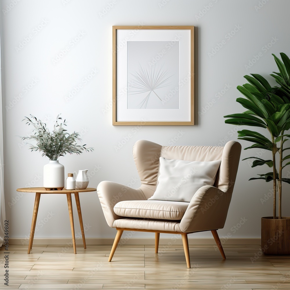 intérieur sobre avec un cadre au mur, ia intérieur sobre avec un cadre au mur, ia