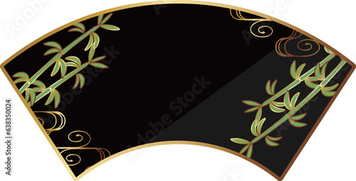 高級感のある竹と扇型フレーム　ブラック＆ゴールド