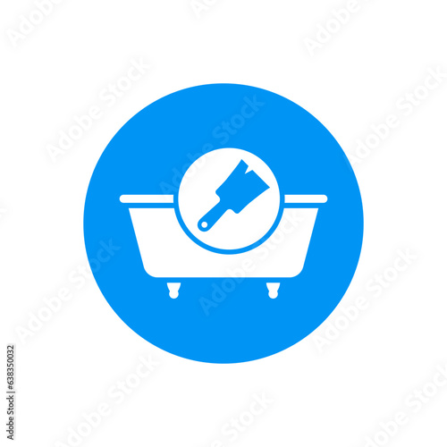 Bathtub refinishing and renewal. Vector with tub and paint brush.