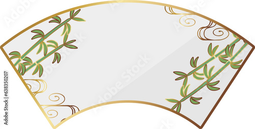 高級感のある竹と扇型フレーム　ホワイト＆ゴールド