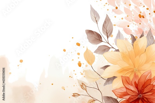 Autumn Canvas  Watercolor Design with Copy Space