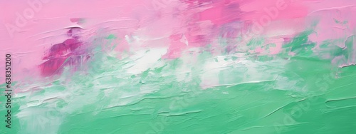 Closeup of abstract rough pink green art painting texture, with oil brushstroke, pallet knife paint on canvas (Generative Ai)