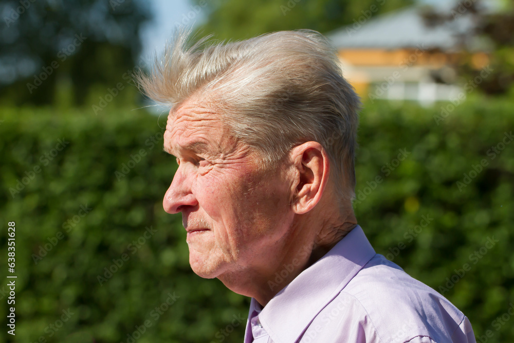 Portrait of an elderly man in the backyard. Portrait of an elderly man in the backyard.