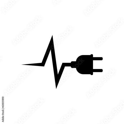 Electrical power plug with current and voltage symbol.