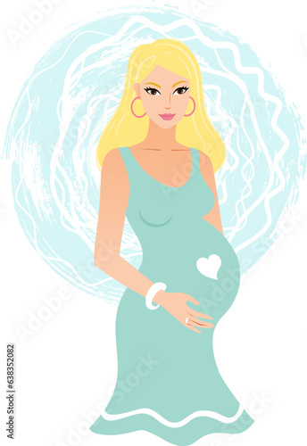 Pretty blonde young pregnant woman with an abstract background