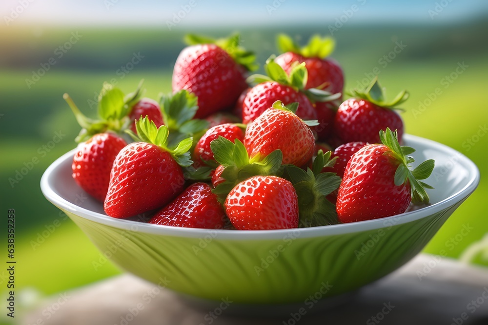 strawberries in bowl, closeup view. strawberries in bowl, closeup view.