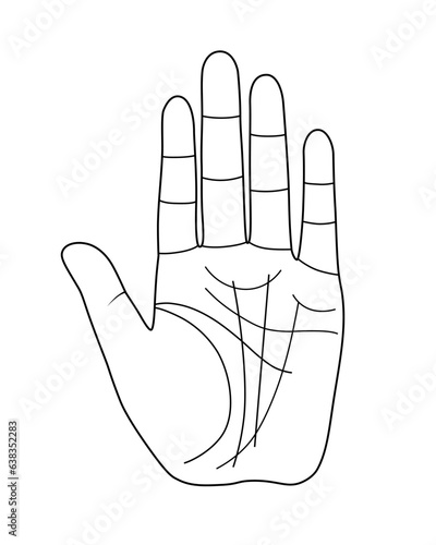 Palmistry hand graphic element design on white background.