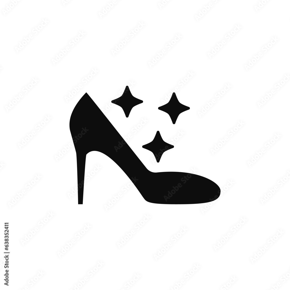 Fototapeta premium Women shoe care and cleaning. Women's shoes and sparkling stars with glitter.