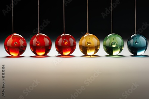 Set of hanging colored glass marbles