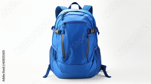 Blue backpack isolated on white background 