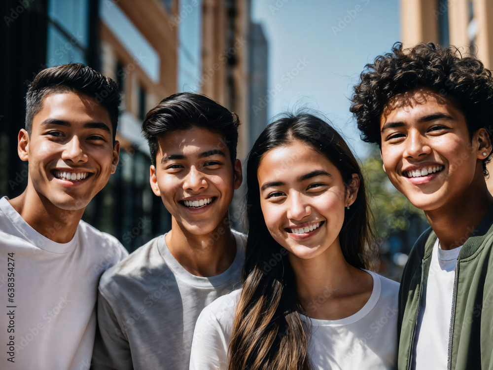 photo of group teenage freshy student at university, generative AI photo of group teenage freshy student at university, generative AI