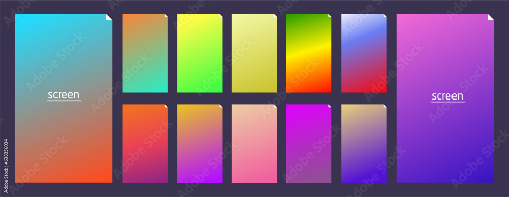Fototapeta premium Soft pastel gradient smooth and vibrant color background set for devices, pc and modern smartphone screen soft pastel color backgrounds vector ux and ui design illustration