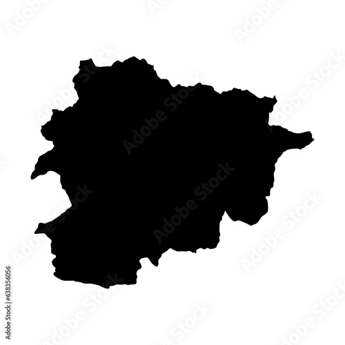 Andorra map. Card silhouette. Andorra border. Independence Day. Banner  poster template. State borders of country Andorra.